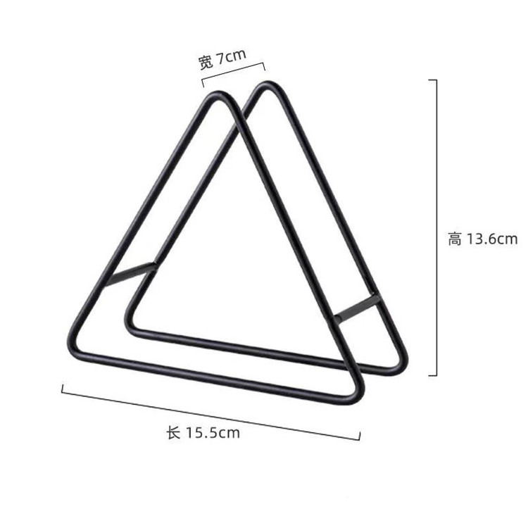 Metal Iron Triangle Coaster Holder Metal Storage Holders Rack Non-Slip Kitchen Dish Display Charger Dinner Plate Coaster Stand