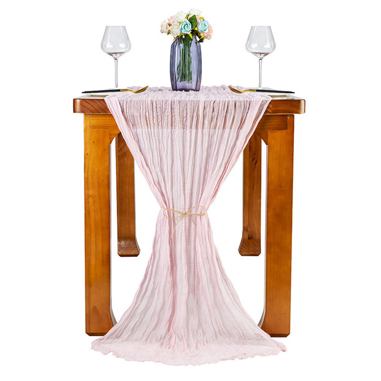 Modern Boho Cheesecloth Cotton White Gauze Fabric Table Runner For Wedding Banquet Party Table Decoration