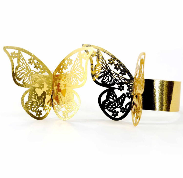 Laser Cut Towel Buckle Decorative Glitter Paper Butterfly Napkin Rings For Wedding Banquet Dinner Table Decor