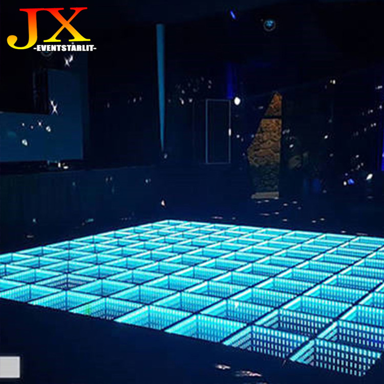 Wedding Disco Night Club Color Changing Interactive Magnetic Glass 3D Infinity Mirror Led Light 16 x 16 Dance Floor Panel Tile