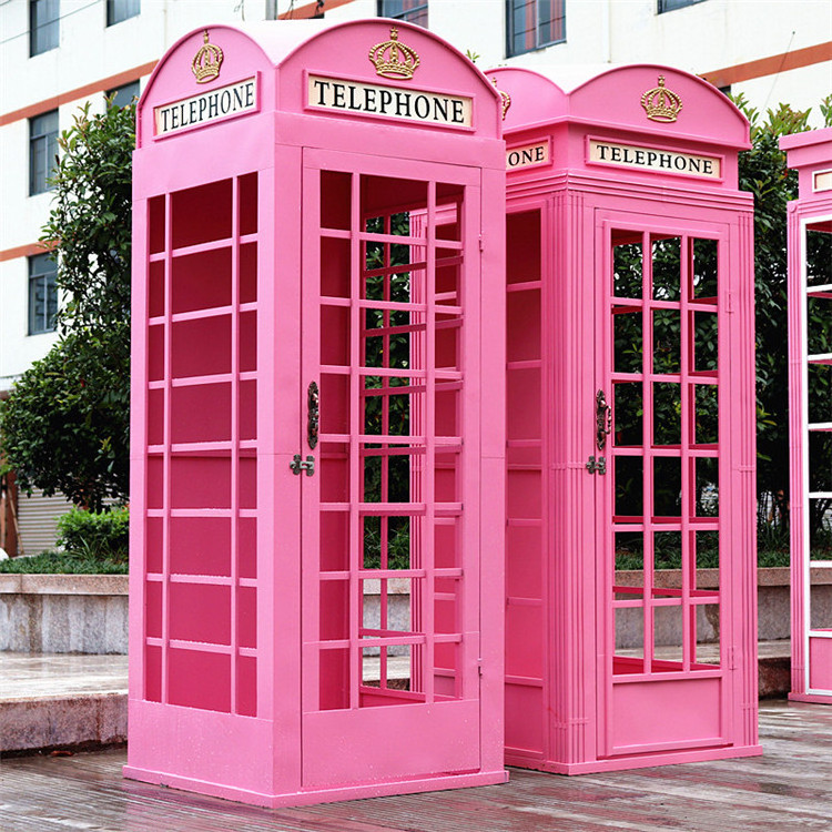 Hot Sale Metal Retro Red Antique Telephone Booth London Phone Booth For Event Wedding Home Plaza Decoration