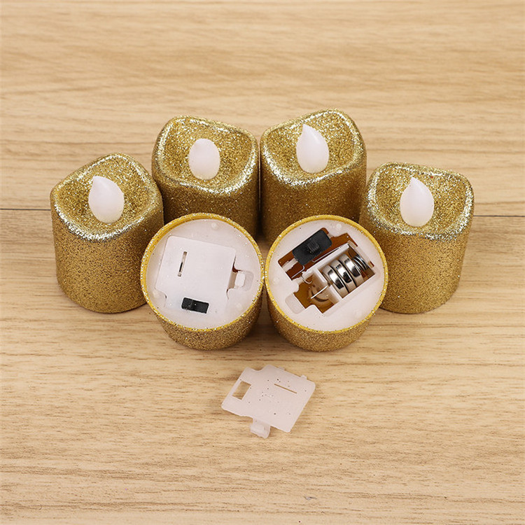 Light Glitter Flameless 3D Candle Wick Flickering Battery Candles For Christmas Party Decoration