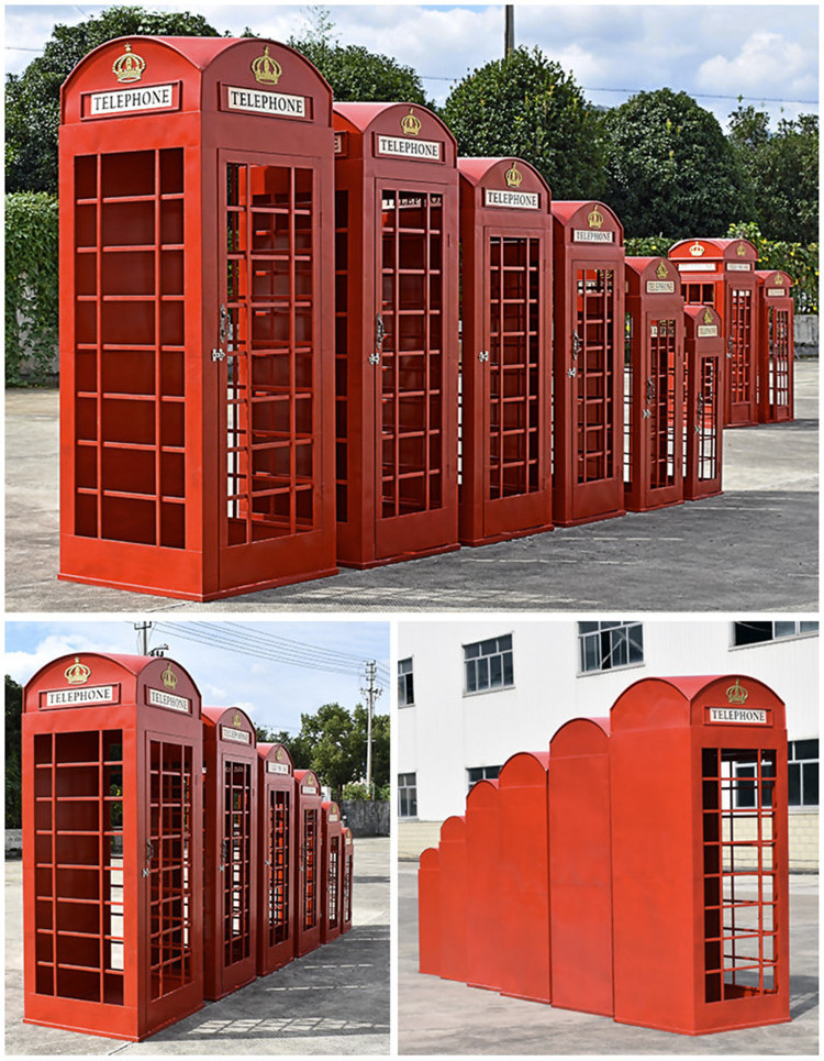 Hot Sale Metal Retro Red Antique Telephone Booth London Phone Booth For Event Wedding Home Plaza Decoration