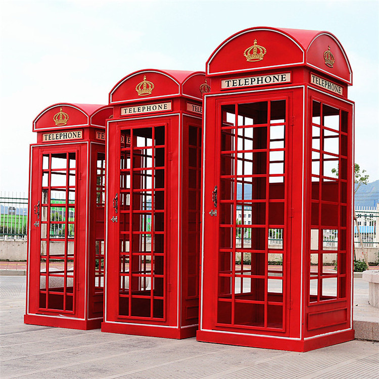 Hot Sale Metal Retro Red Antique Telephone Booth London Phone Booth For Event Wedding Home Plaza Decoration