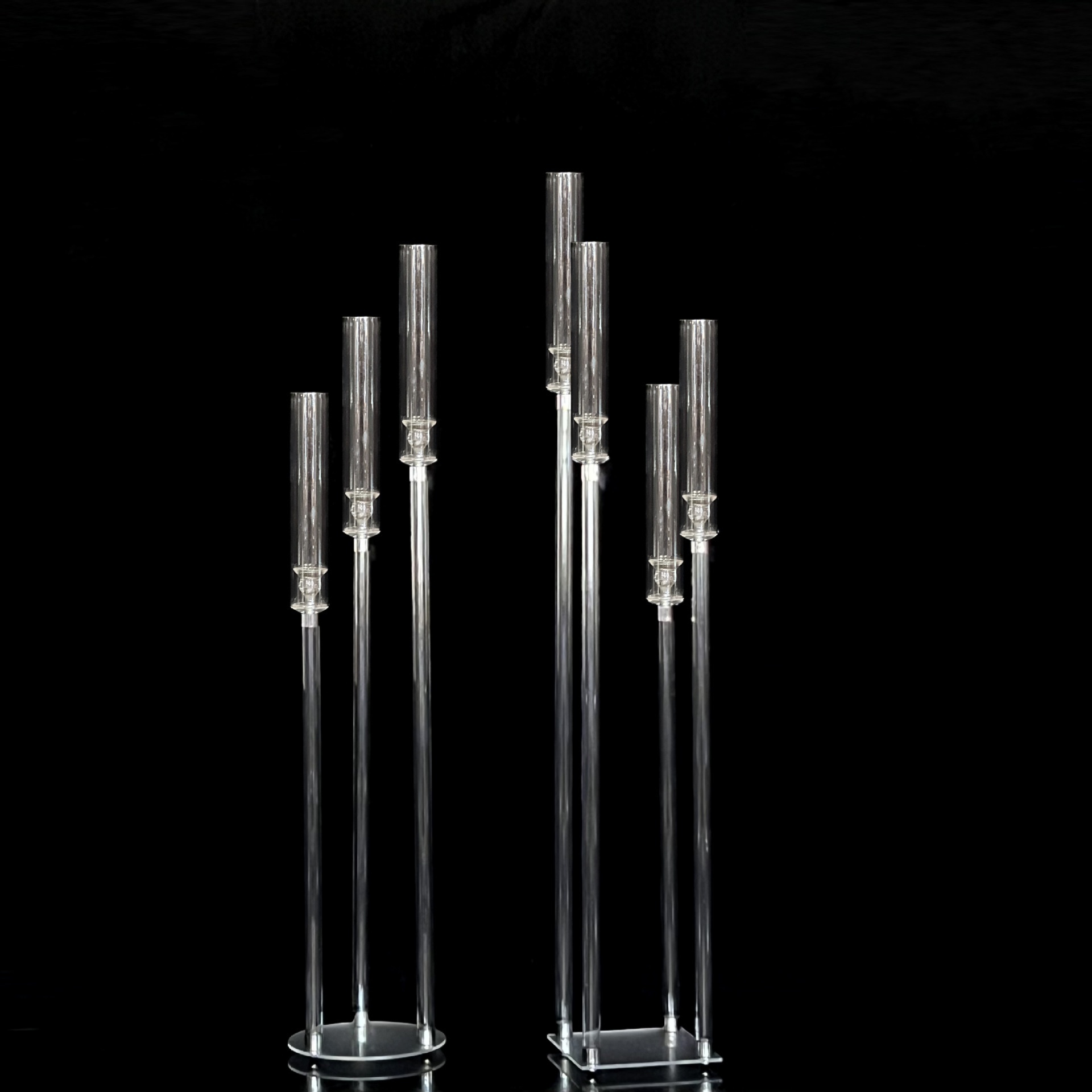 Modern Tall 5 Arms Candle Stick Clear Acrylic Candle Holder Crytal Candlestick Centerpieces for Wedding Table Decoration