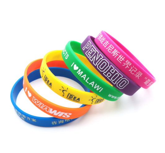 Eco-friendly Printed Custom Logo Rubber Bracelet Wrist Band Silicone Wristband