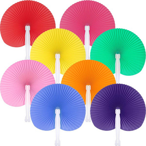 Festival Fan Folding Paper Plastic Bone Hand Fans For Wedding Gift Round Handfan Custom Bone