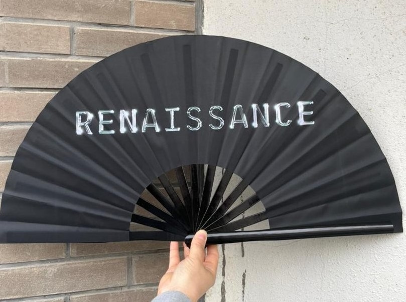 Personalized Decoration Black Large Wooden Folding Custom Printing Bamboo Hand Fan