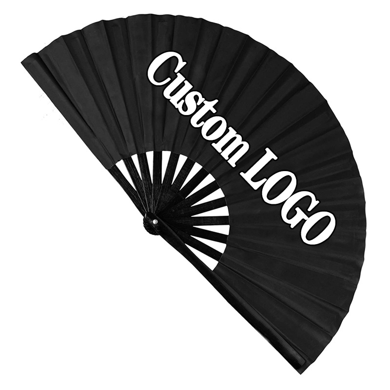 Personalized Decoration Black Large Wooden Folding Custom Printing Bamboo Hand Fan