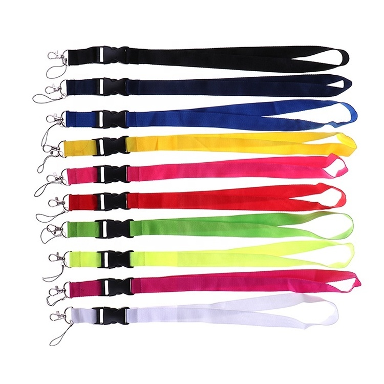 Cheap 20mm Blank Plain Flat Polyester Lanyards No Minimum Order