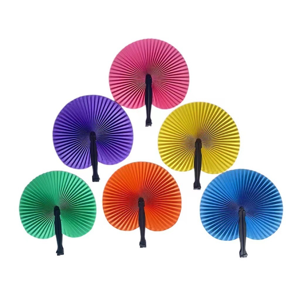 Festival Fan Folding Paper Plastic Bone Hand Fans For Wedding Gift Round Handfan Custom Bone