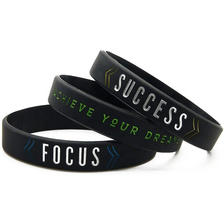 Eco-friendly Printed Custom Logo Rubber Bracelet Wrist Band Silicone Wristband