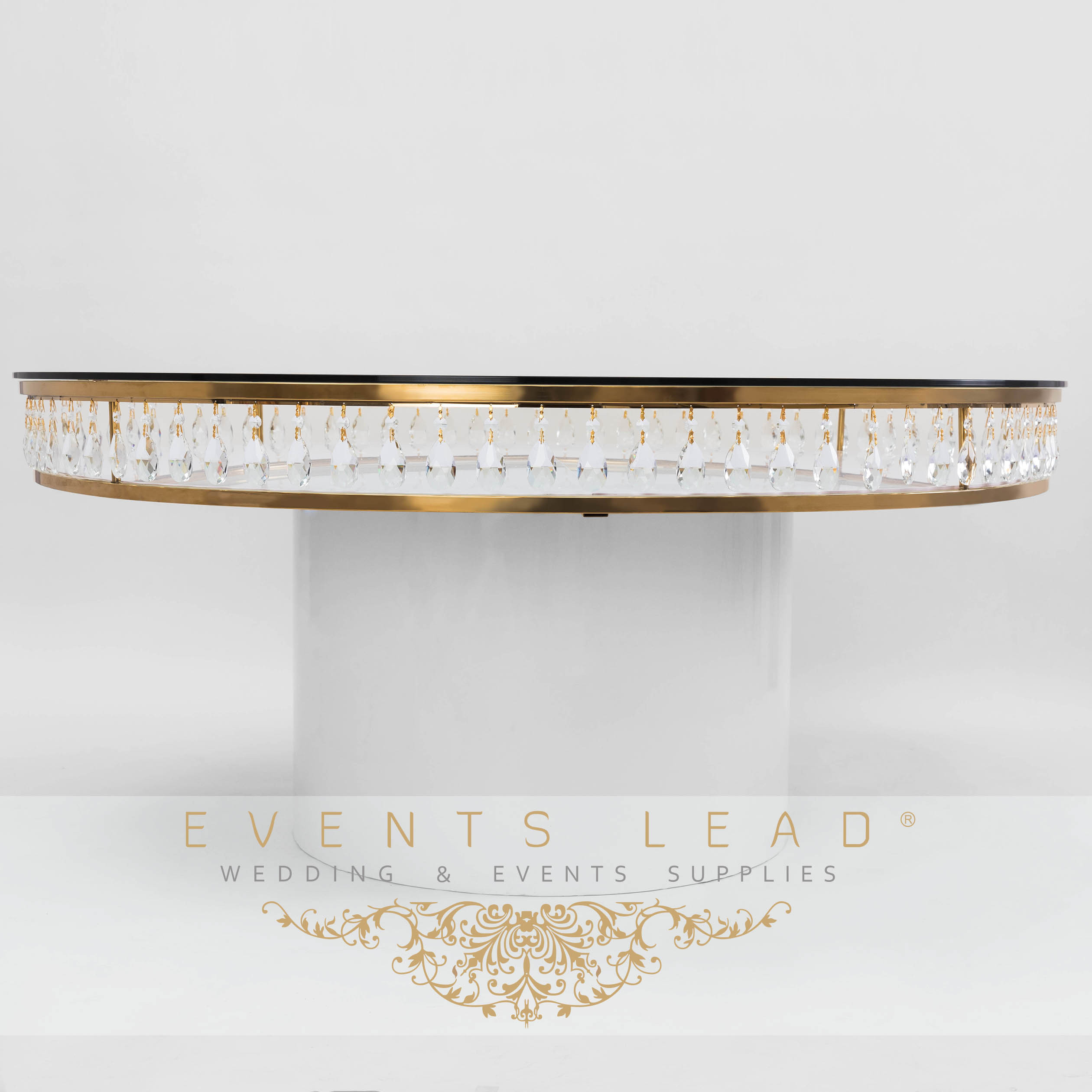 High Quality Golden Stainless Steel Round Glass Crystal GEMMA Wedding Table