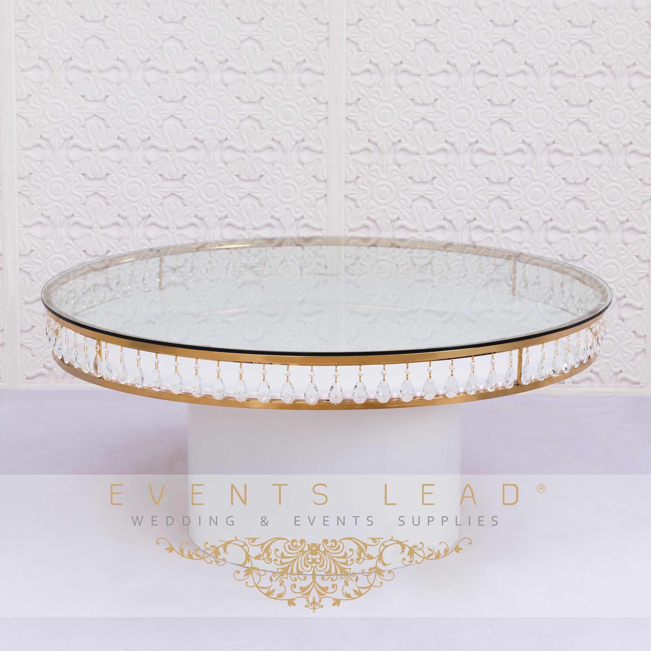 High Quality Golden Stainless Steel Round Glass Crystal GEMMA Wedding Table