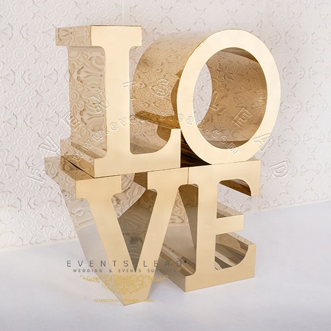 Special Letter LOVE Gold Stainless Steel Hot Recommend Wedding Dining Table Designs Modern