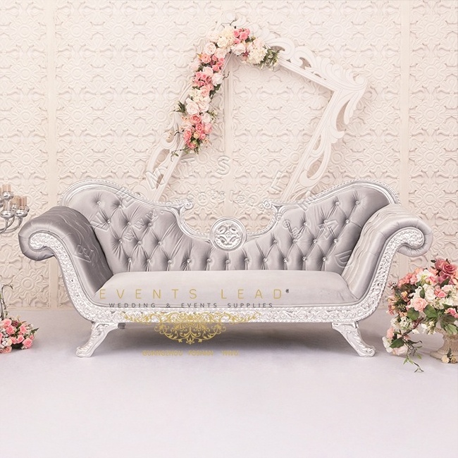 Silver Wood Frame Wiht Grey Cushion New Cheap King Throne Chair Love Seat Sofa