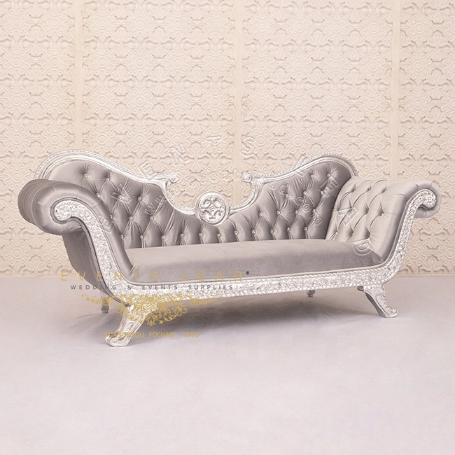 Silver Wood Frame Wiht Grey Cushion New Cheap King Throne Chair Love Seat Sofa