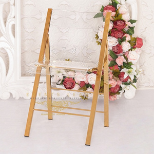 Foldable Golden Stainless Steel Frame New Item Wedding Acrylic Dining Chair For Sale