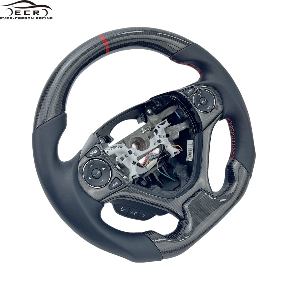 Ever-Carbon Racing ECR Custom Design Smooth Leather Carbon Fiber Steering Wheel For Honda Civic Steering Wheel