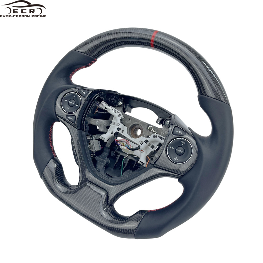 Ever-Carbon Racing ECR Custom Design Smooth Leather Carbon Fiber Steering Wheel For Honda Civic Steering Wheel