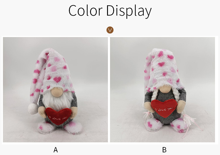 Handmade Valentine's Day Love Heart Doll Gnome Gift Plush Gnomes Ornament For Holiday Figurines Kid Toy Decorations Lover Gifts