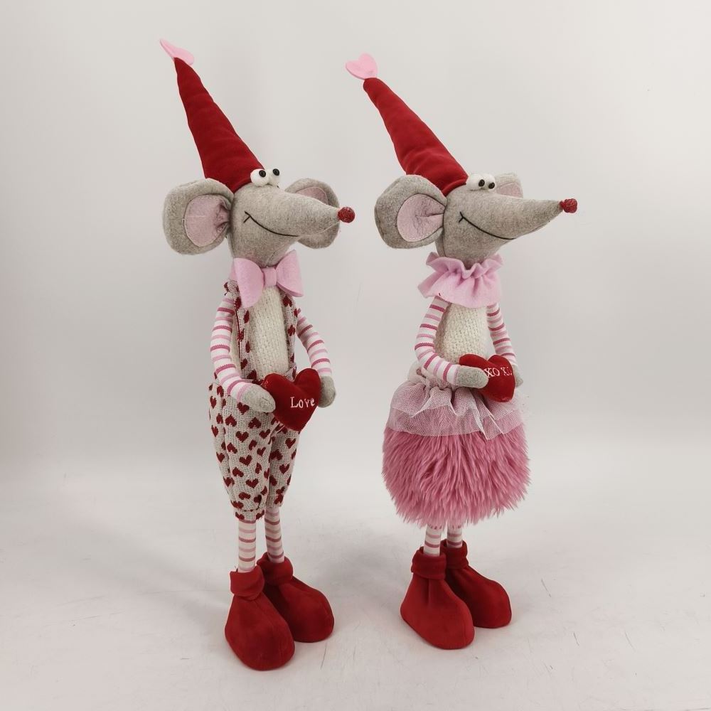 Handmade Plush Mouses Figurines Decoration 2023 Valentine's Day Mouses Couple With Heart Indoor Valentines Decor