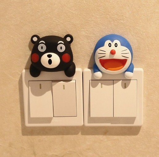 Kt Cat Cartoon Switch Cover Room Decor 3D On-Off Switch Sticker Switch Outlet Wall Sticker