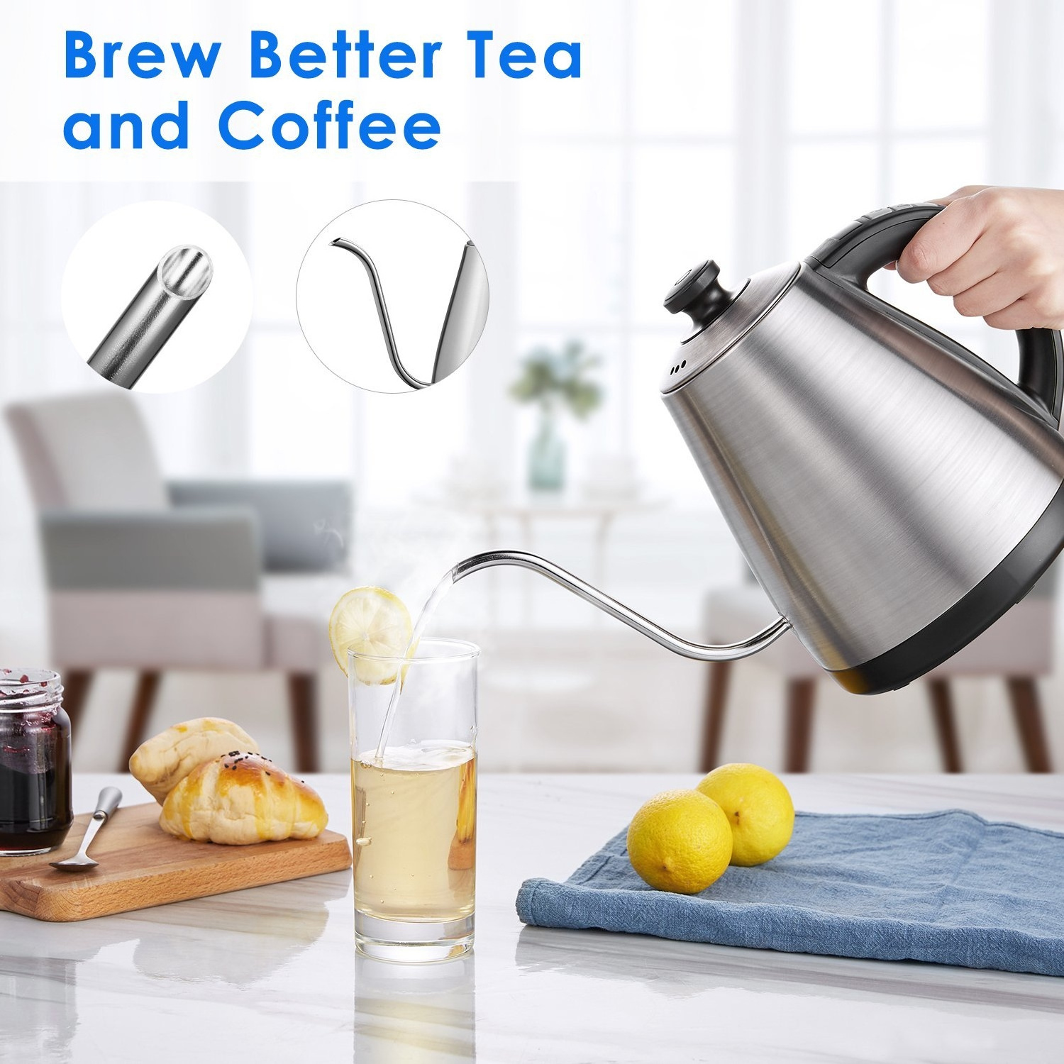 stainless steel inner lid kettle quick boil coffee gooseneck kettle digital presents pour over coffee gooseneck kettles