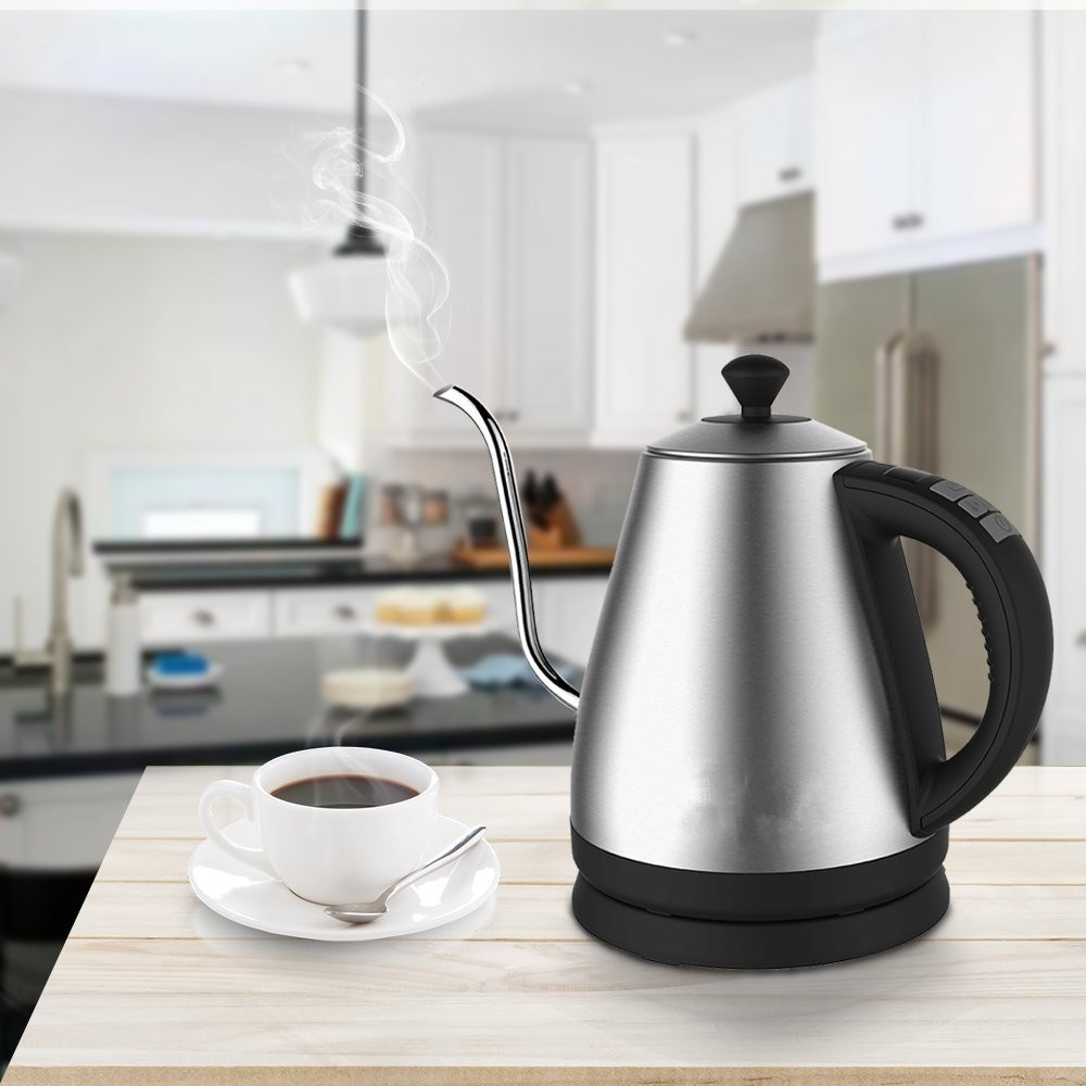 1.0L metal tea and pour over kettle temperature control preset gooseneck electric kettle variable temperature electric kettle