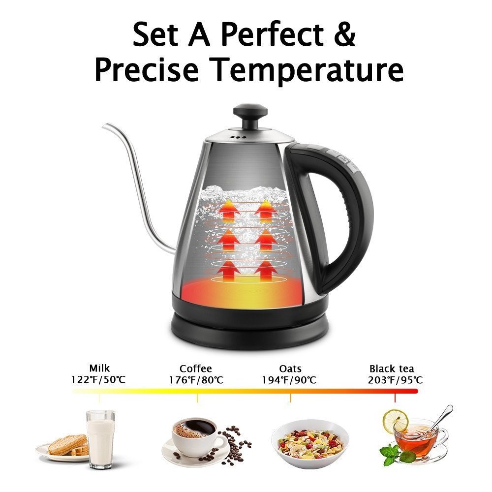 Kitchen Appliances coffee appliances Fast Boil Water Coffee gooseneck Kettle Stainless Steel Electric Digital Gooseneck Kettle