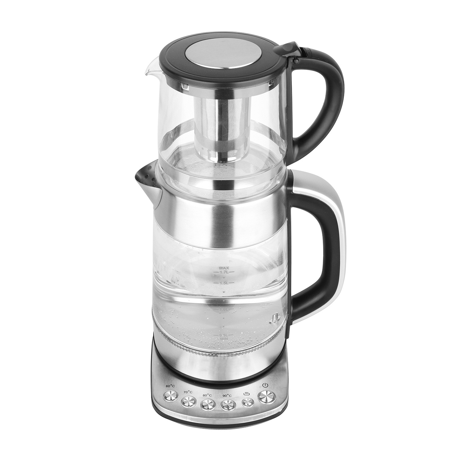 New Design Double Layer 2 In 1 Kettle Combined Tea Maker And Kettle 2L+1L Glass Electric Glass Tea electric Kettle