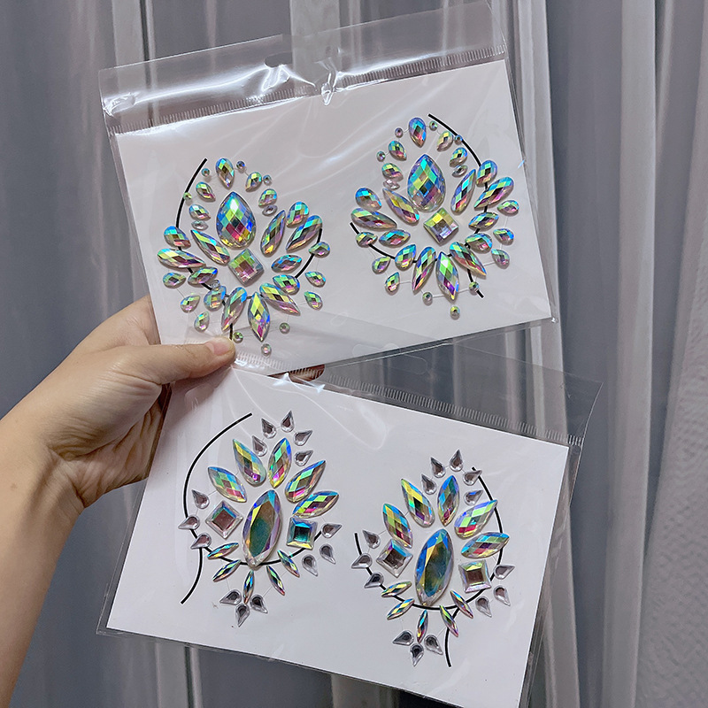 Wholesale Halloween face chest  body tattoo stickers resin acrylic diamond stickers cross border tattoo sticker