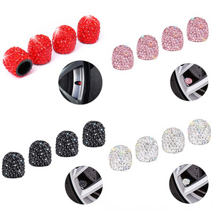 Bling Handmade Crystal Rhinestone Universal Tire Valve Caps Attractive Rhinestone Dustproof Accessories for Car Valve Caps