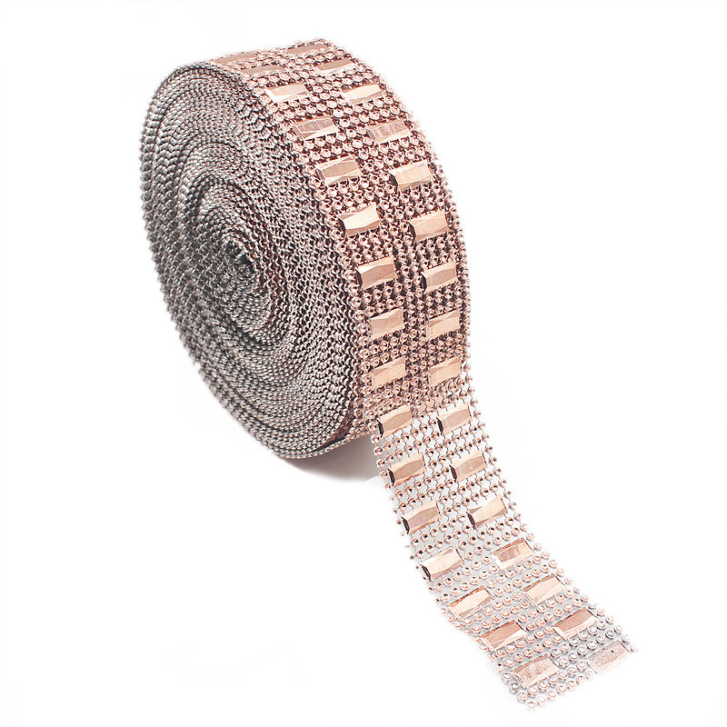 Bling Wrap Ribbon Rhinestone Diamond Ribbon Rose Gold Bling Wrap Acrylic Wrap Mesh for Wedding Cakes Birthday Decoration