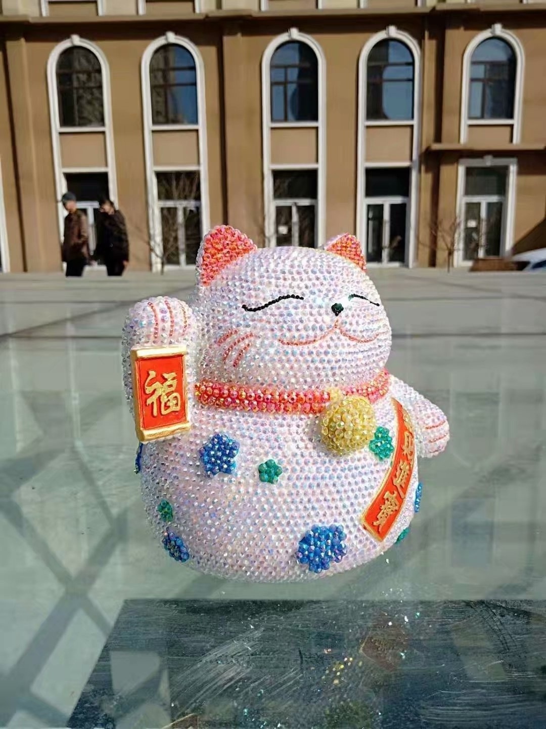 Custom Lucky Cat Shape Toys for Kids Cute Money Bank Handmade Bling Rhinestone Piggy Bank Christmas Supply ATM Money Saving Box