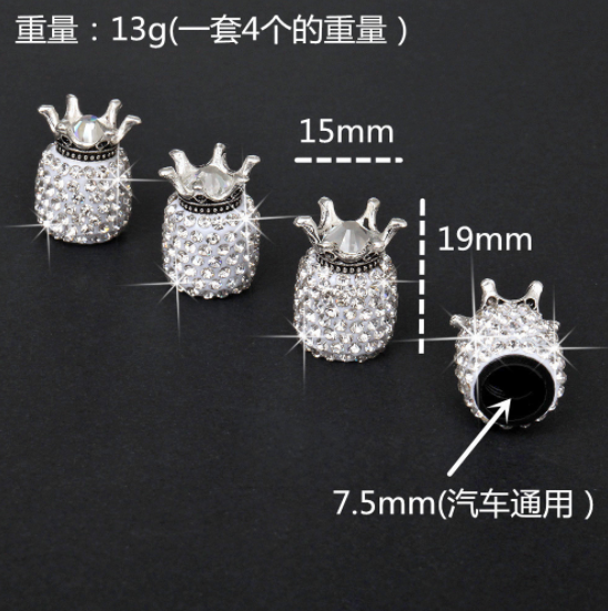 Handmade Bling Bling 4PCS Pack Universal Crystal Rhinestone Diamond Tire Valve Dust Caps