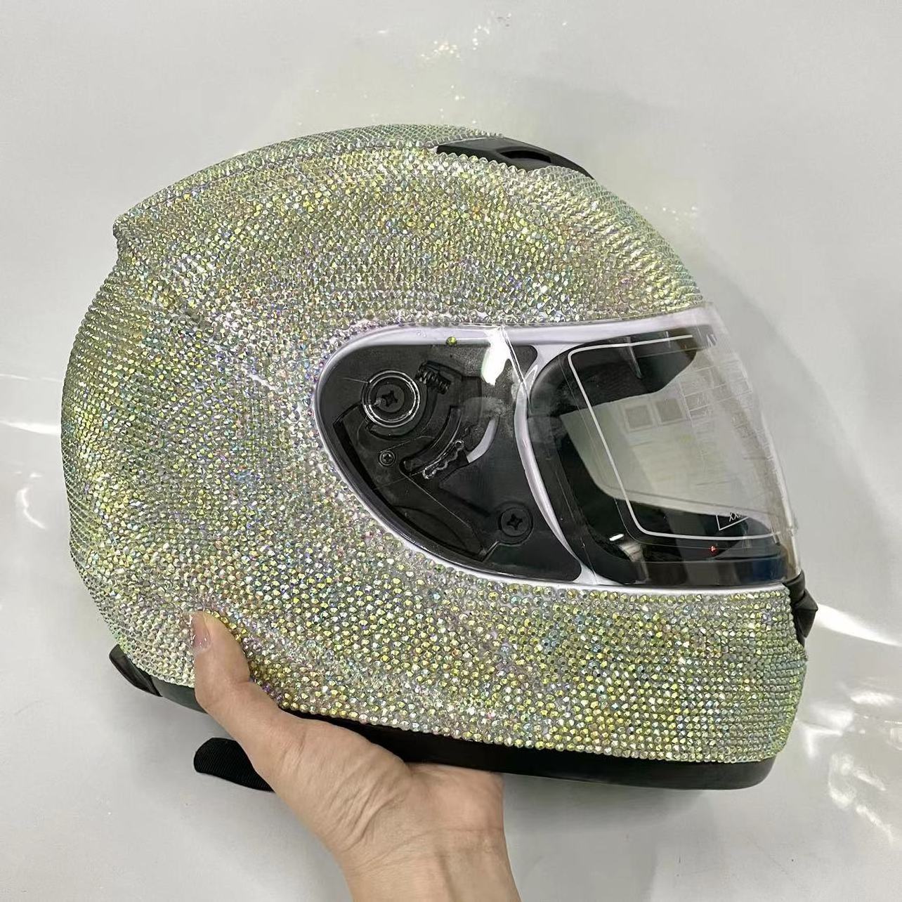 Ins hot sell bling crystal diamond bike helmet rhinestone motorcycle helmets