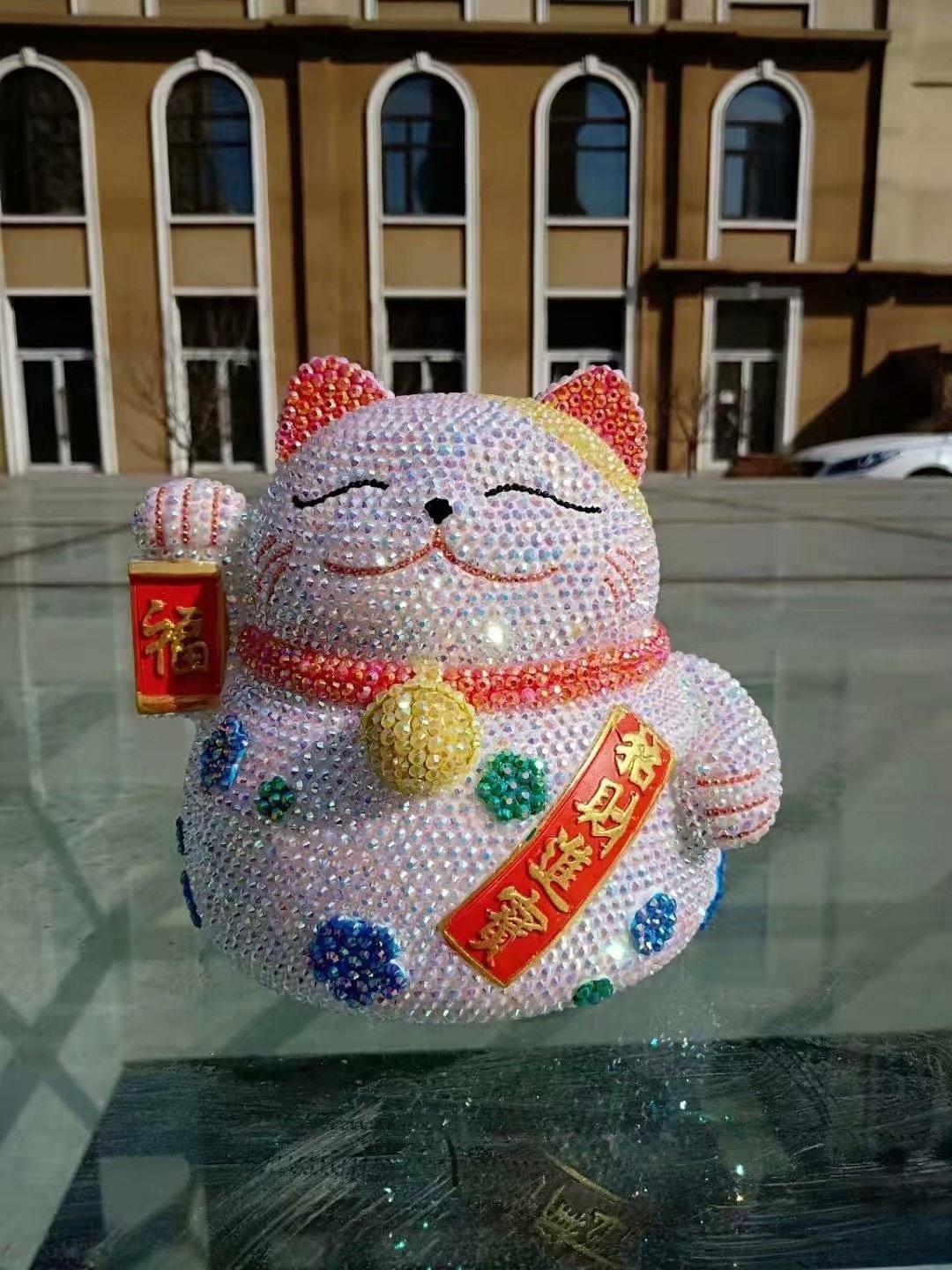 Custom Lucky Cat Shape Toys for Kids Cute Money Bank Handmade Bling Rhinestone Piggy Bank Christmas Supply ATM Money Saving Box