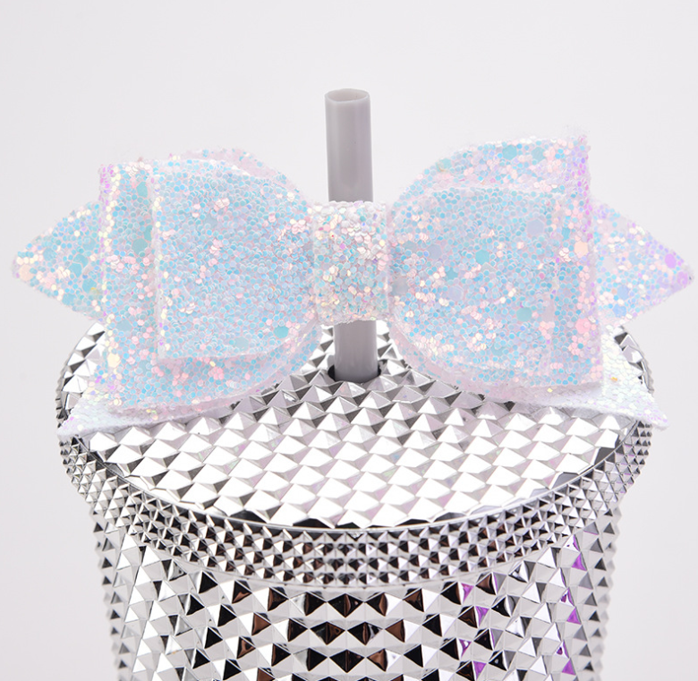 Lovely Bling Glitter Bow Charms Straw Topper for Party Decoration Cup Straw Cup Accessories Bow Straw Topper Christmas Gift