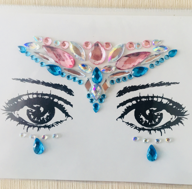 Factory Design Temporary Tattoo Jewel Safe Adhesive Face Art Stickers Pearl Crystals Face Gem