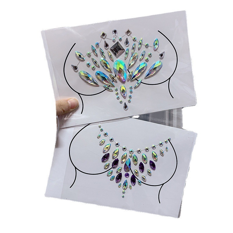 Wholesale Halloween face chest  body tattoo stickers resin acrylic diamond stickers cross border tattoo sticker