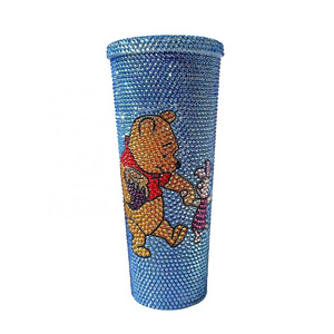 Cartoon Gift Souvenir cup for children Bling Rhinestone Gem Colored Beverage Cup Bottle Custom Design For Daily Life