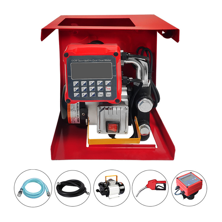 Diesel pump 220v fuel dispenser lubricating oil transfer pump 12v kit with Flow Meter