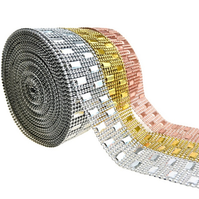 10 Yards Shaped Crystal Stone Rhinestone Ribbon Diamond Wrap Mesh Roll Acrylic Bling Ribbon For Decoration