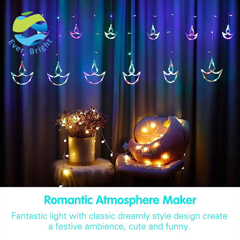 Ever Bright Hot selling Diwali anchor curtain lights Diya boat row lights candles festival  decorations LED Christmas lights