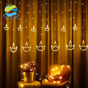 Ever Bright Hot selling Diwali anchor curtain lights Diya boat row lights candles festival  decorations LED Christmas lights