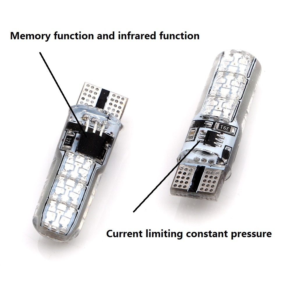 T10 6SMD 5050 RGB 12V 6 LED Car Wedge Side Reading Light Signal Lights Bulb Bulb with Remote Control Car styling