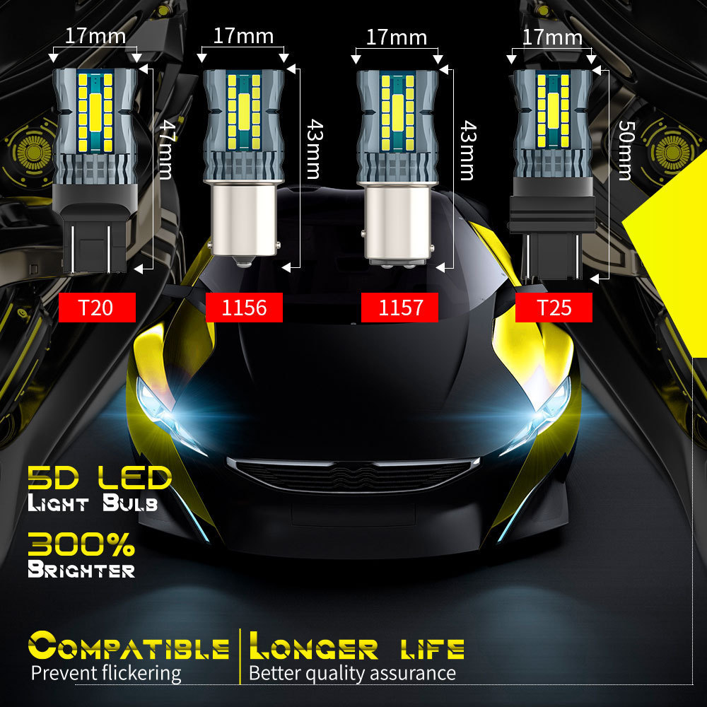 T10 Led Light Bulb W5w led 12V High Output 3157 Back Up Light 3156 Dual Color Led Bulb 7443 Led Bulb Switchback White Yellow