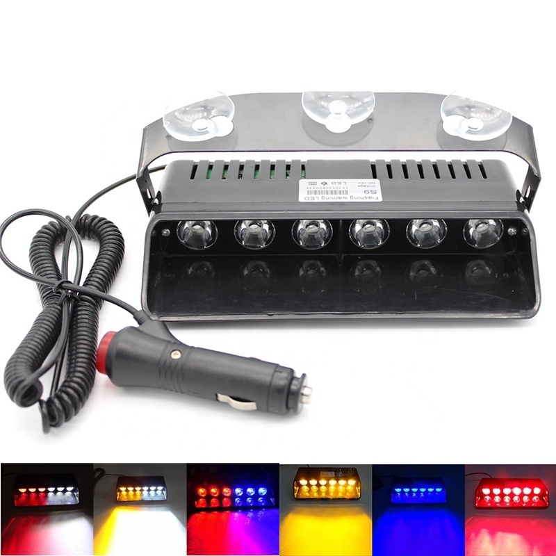 Car Emergency Flasher Dash Strobe Warning Light Day Running Flash Led Light 6 Leds 16 Flashing Modes 12V DC