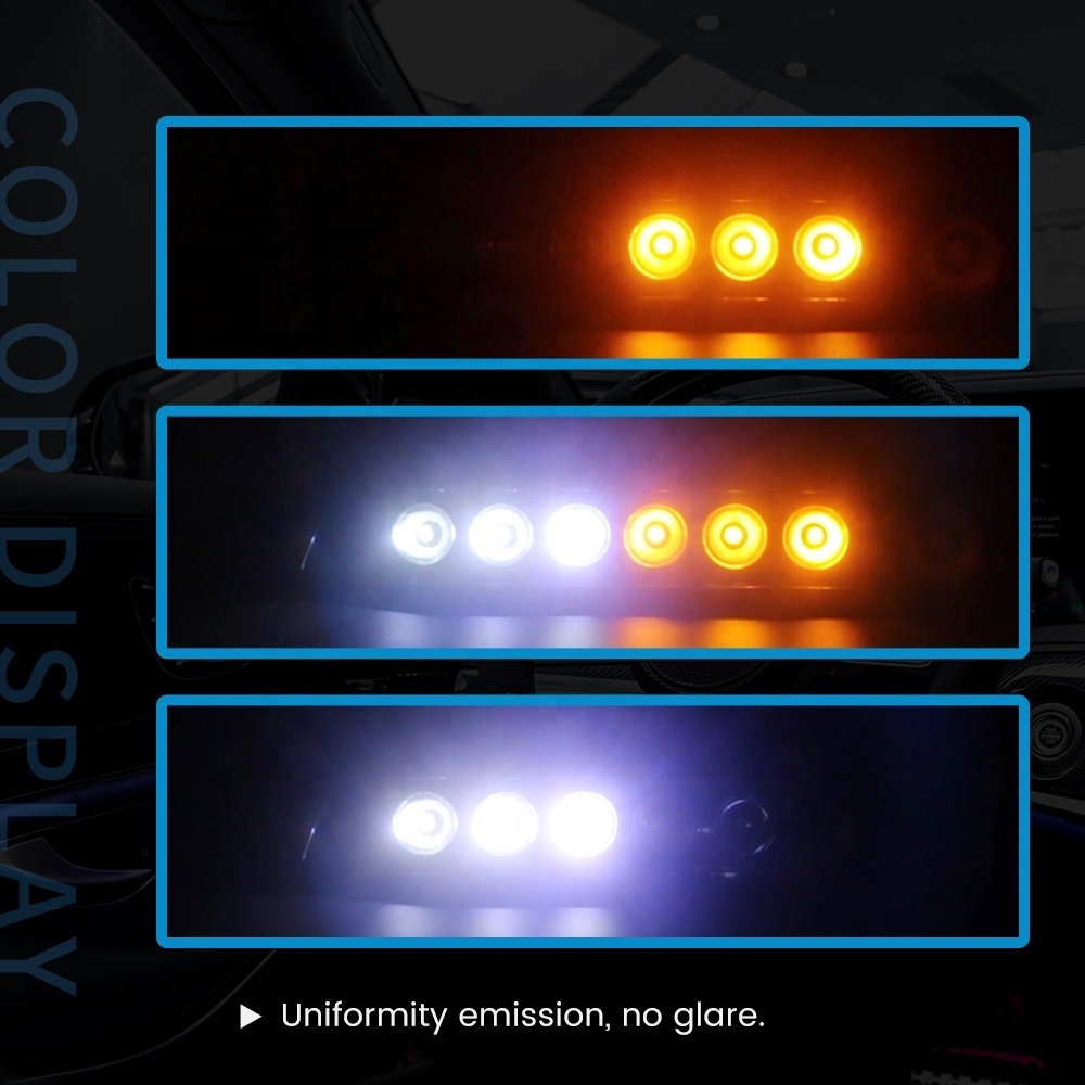 Car Emergency Flasher Dash Strobe Warning Light Day Running Flash Led Light 6 Leds 16 Flashing Modes 12V DC